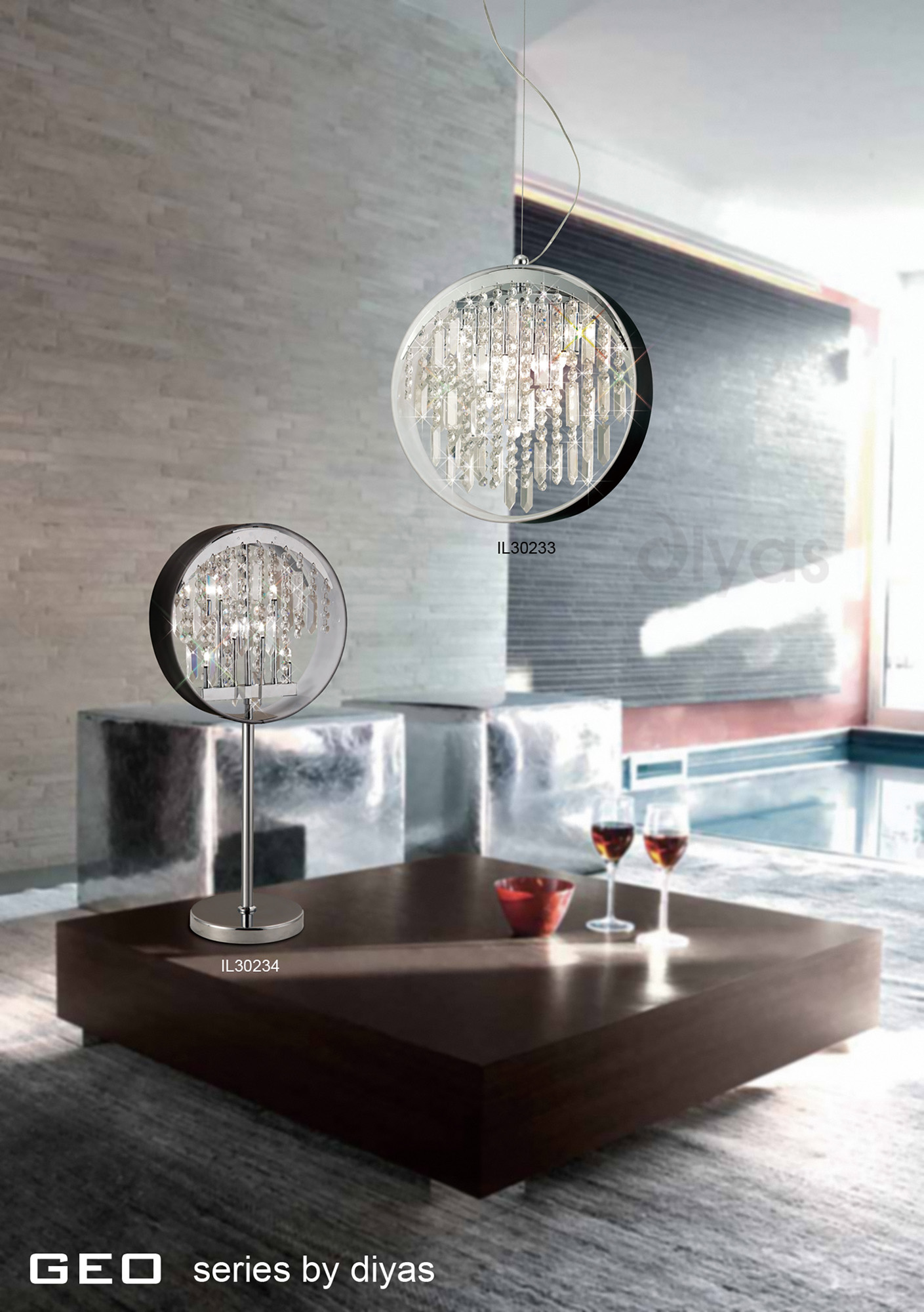 Geo Crystal Table Lamps Diyas Designer Table Lamps